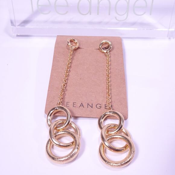 Lee Angel Women's Interlocking Chunky Ring Chain Earrings NWT 68 - Picture 3 of 4